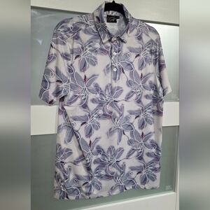 Men's Floral Short-Sleeve Polo Shirt - Lavender Gray